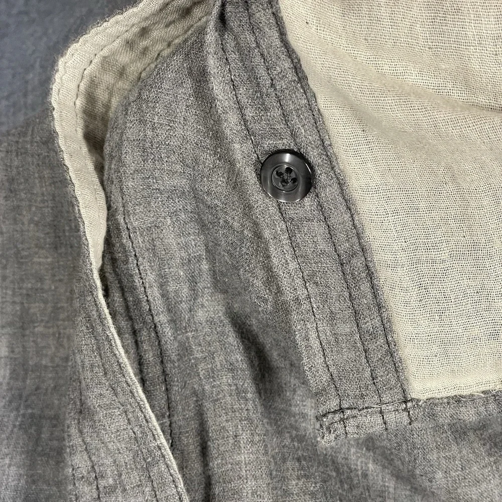 Converse Mens L Shirt‎ One Star Gray Button Up Pockets Long Sleeve 100% Cotton